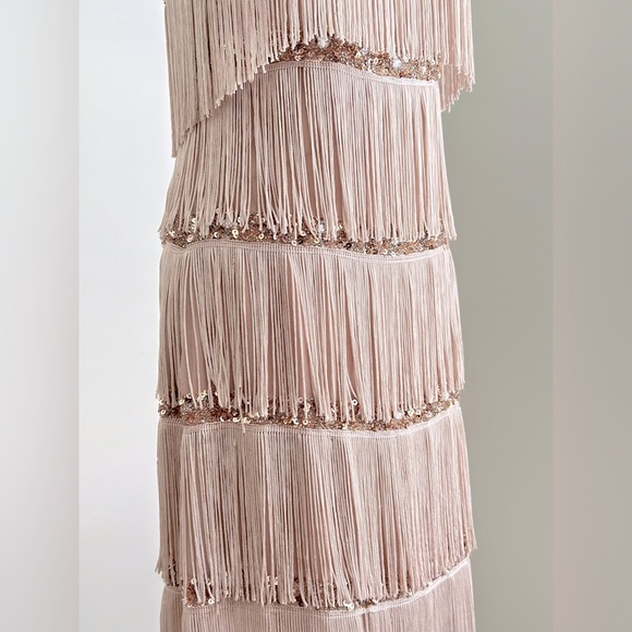 Aidan Mattox sequin fringe cocktail dress in Blush and Rose Gold - Picture 7 of 10